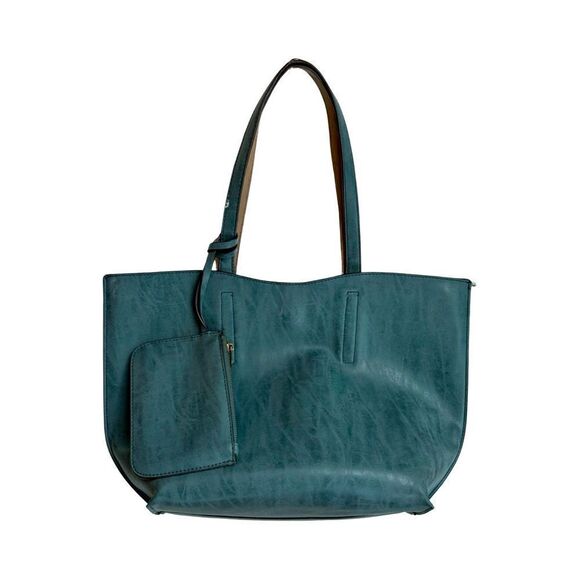 Faux Leather Unconstructed Large Open Top Tote/Top Handle Shoulder Bag for Women - Picture 4 of 8